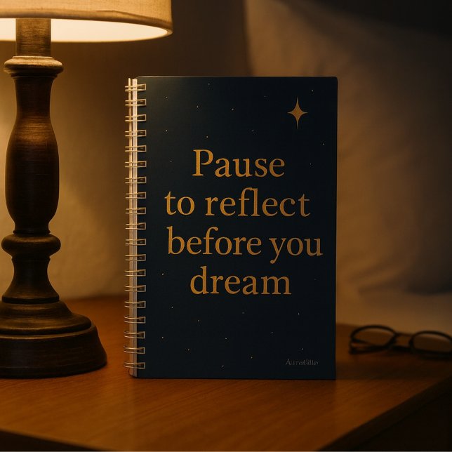 Pause to Reflect  – Midnight Blue Minimalist  Notizbuch (Pause to reflect before you dream notebook - night routine)