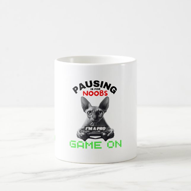 Pause Video Game Sphynx Cat Noobs Gamer Funny Verwandlungstasse (Mittel)