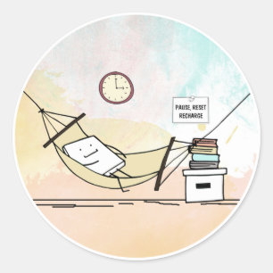 Pause, Zurücksetzen, Aufladen  Runder Aufkleber