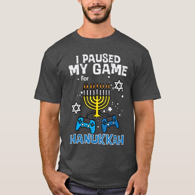 Paused My Game Hanukkah Gamer Chanukah Gaming Boys T-Shirt (Vorderseite)