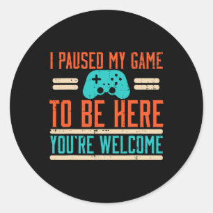 Pausen mein Spiel hier Video Gaming Men Boys Ki se Runder Aufkleber