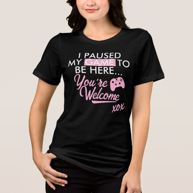 Pausen Spiel Pastel Pink Girly Slogan Gamer Girl Tri-Blend Shirt (Vorderseite)
