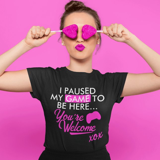 Pausengame Hot Pink Gamer Girl Slogan T-Shirt (Von Creator hochgeladen)
