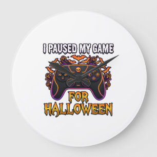 Pausiertes Spiel Halloween Controller Fledermäuse Große Wanduhr
