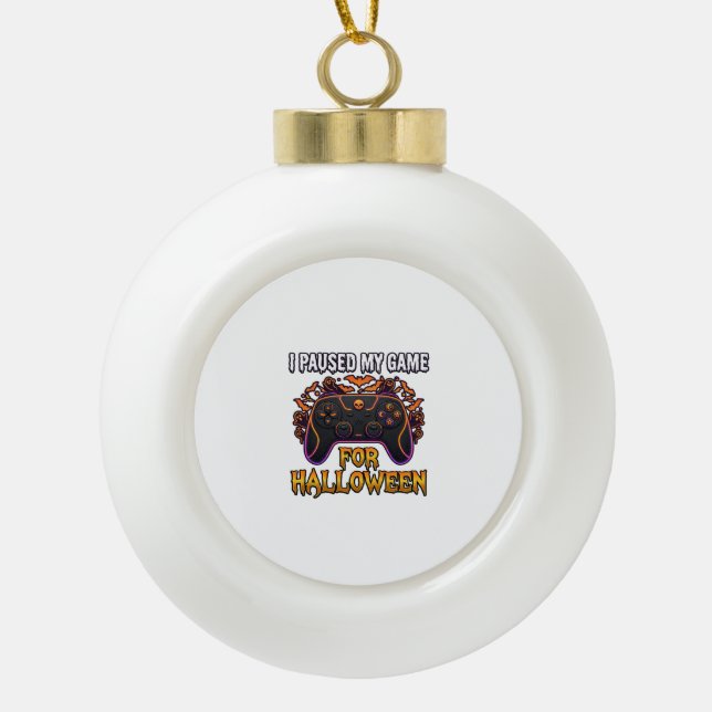 Pausiertes Spiel Halloween Controller Fledermäuse  Keramik Kugel-Ornament (Vorderseite)