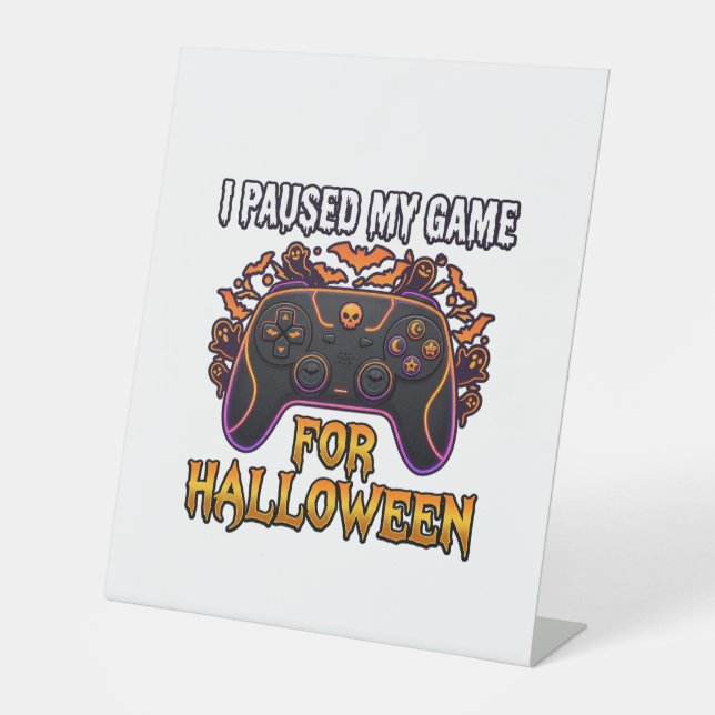 Pausiertes Spiel Halloween-Controller Fledermäuse  Sockelschild (Vorderseite)