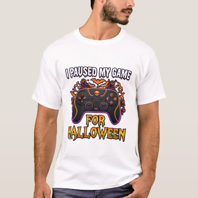 Pausiertes Spiel Halloween-Controller Fledermäuse  T-Shirt (Vorderseite)
