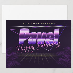 Pavel Name Vorname lila retro Karte Geburtstag