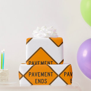 Pavement beendet Straßensignatur Verkehrswarnung Geschenkpapier