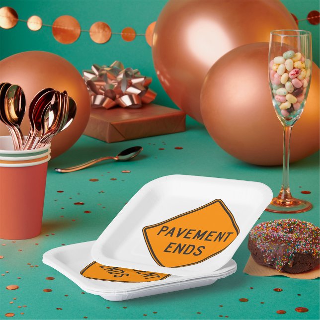 Pavement beendet Straßensignatur Verkehrswarnung Pappteller (Von Creator hochgeladen)