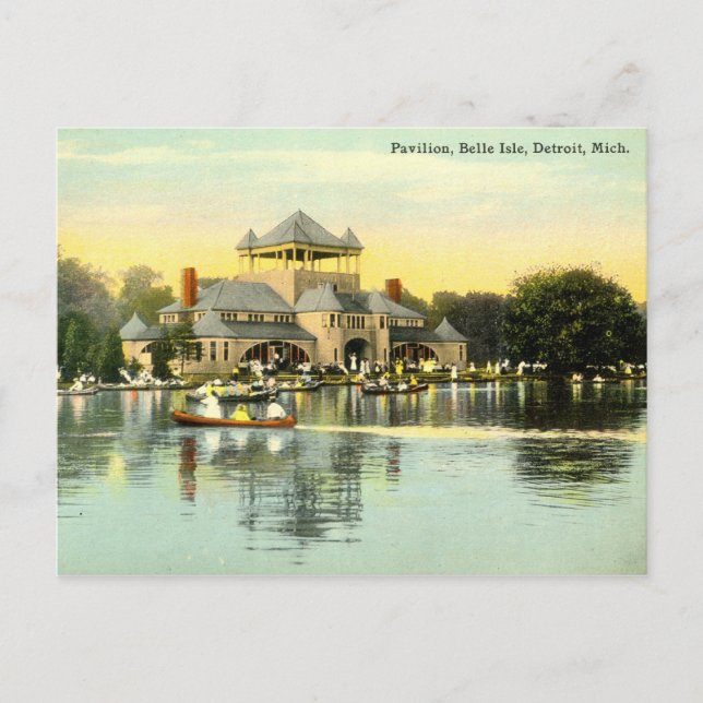 Pavillon Belle Isle, Detroit Michigan 1915 Vintag Postkarte (Vorderseite)