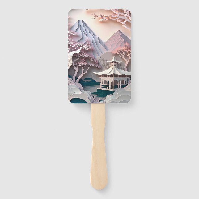 Pavillon Pavillon Landscape Set der Fans Fächer (Rückseite)