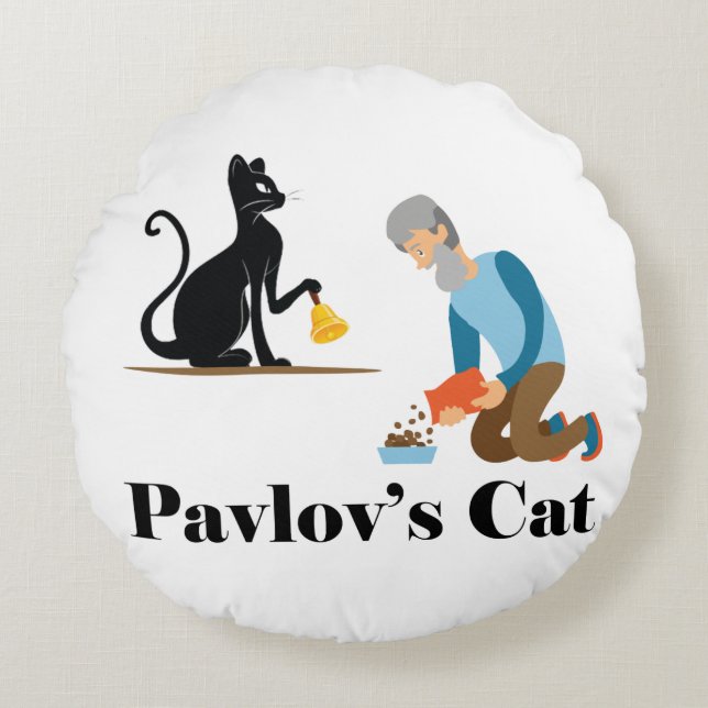 Pavlov's Cat Funny Psychology Rundes Kissen (Vorderseite)