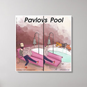 Pavlov's Pool Funny Cartoon Leinwanddruck