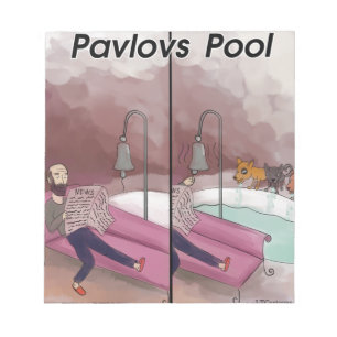 Pavlov's Pool Funny Cartoon Notizblock