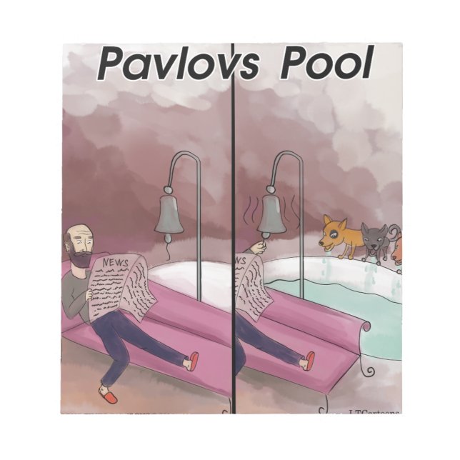 Pavlov's Pool Funny Cartoon Notizblock (Vorderseite)