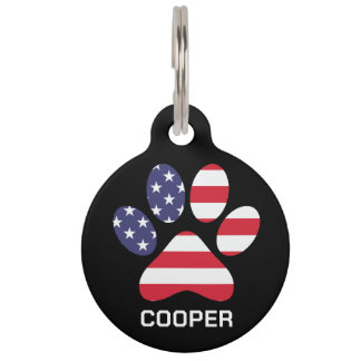 Paw American Flag Personalized Pet Photo and Name  Haustiermarke