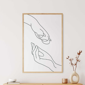 Paw and Hand Line Art Poster