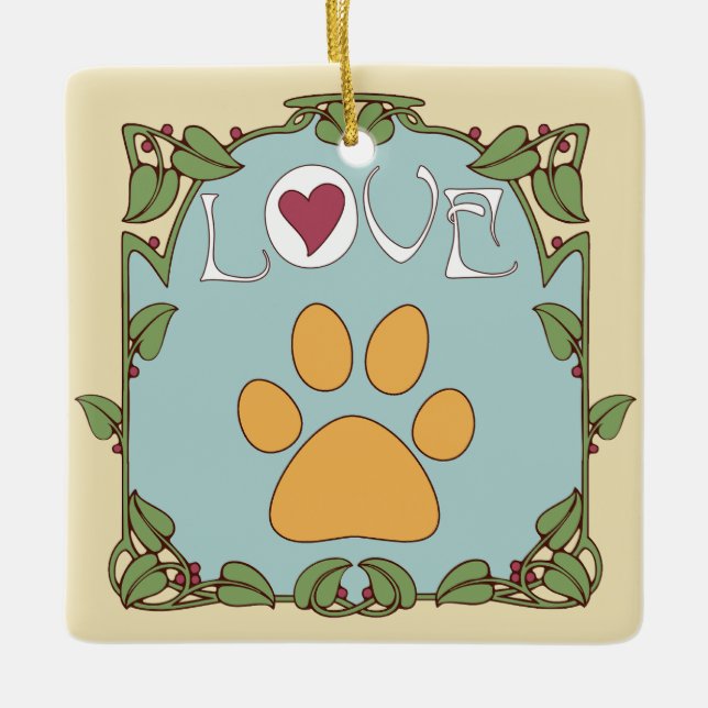 Paw Art Nouveau Keramikornament (Vorderseite)