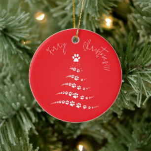 Paw Christmas Tree Weihnachten Keramik Ornament