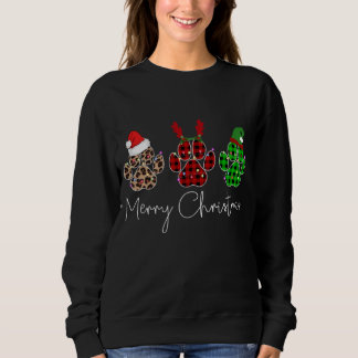 Paw Dogs Buffalo Plaid & Leopard Design Merry Chri Sweatshirt
