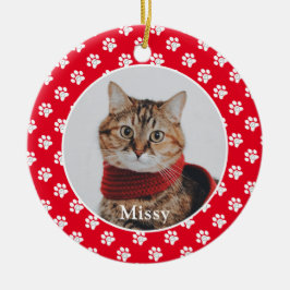 Paw druckt benutzerdefinierten Foto-Katze-Namen fü Keramik Ornament