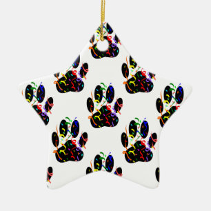 Paw druckt Confetti und Party Streamer Muster Keramikornament