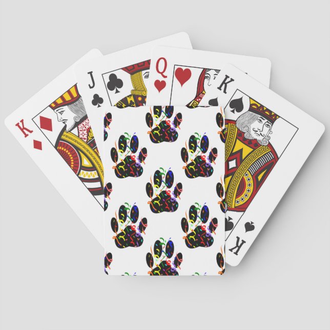 Paw druckt Confetti und Party Streamer Muster Spielkarten (Rückseite)