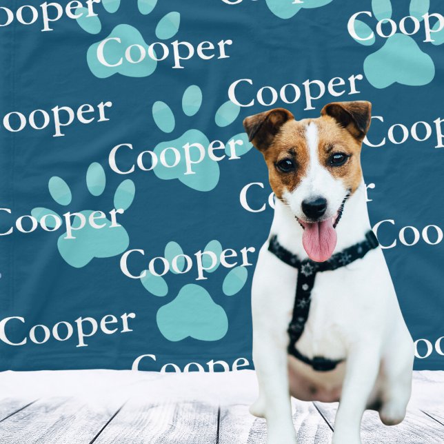Paw druckt den Personalisierten Hundenamen Blue Fleecedecke (Paw Prints Blue Personalized Dog Name Fleece Blanket
)