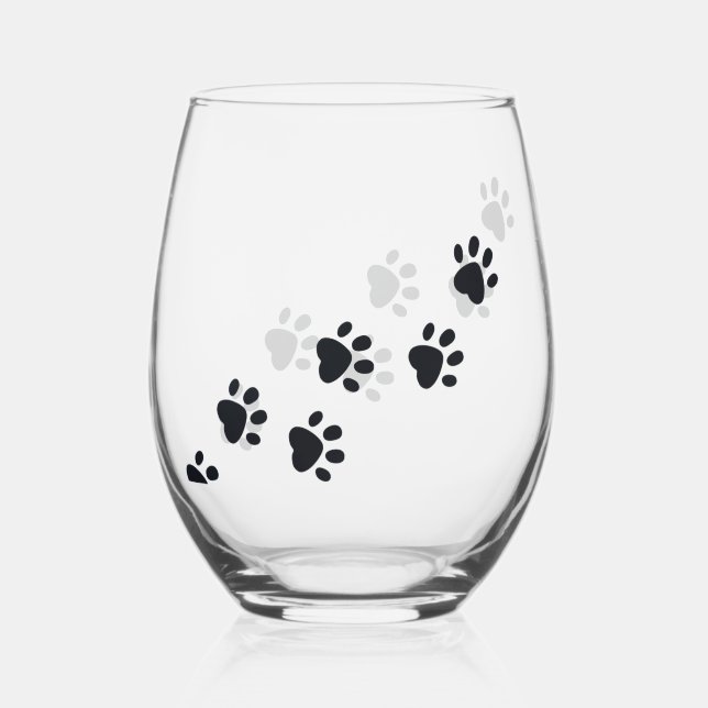 Paw druckt Design Edelglas Weinglas Ohne Stiel (Vorderseite)