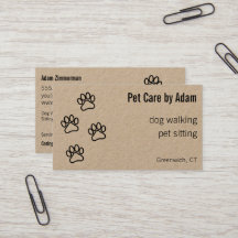 Paw druckt Dog Walker Pet Sitter Kraft Papier