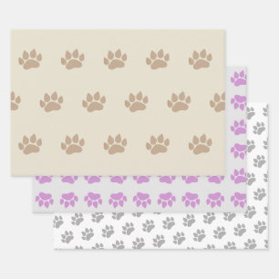 Paw druckt drei Design Geschenkpapier Set