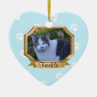 Paw druckt Foto mit Stiefel hellblau Keramik Ornament