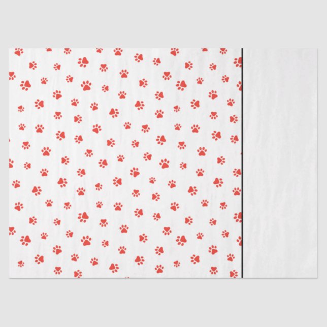 Paw druckt Haustiere Hunde Katzen Red Two Tone Fun Seidenpapier (Vorderseite)