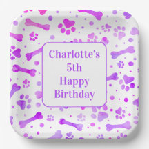 Paw druckt Personalisiert rosa Lila Geburtstagspar