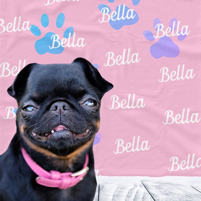 Paw druckt Personalisierten weiblichen Hundenamen  Fleecedecke (Paw Prints Pink Personalized Female Dog Name Fleece Blanket
)