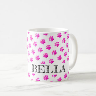 Paw druckt PET NAME farbenfroh rosa Tiergenuss Kaffeetasse