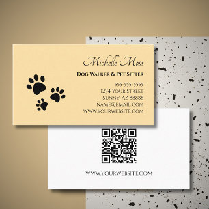 Paw druckt QR-Code Cream Pet Sitter Services Visitenkarte