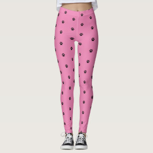 Paw druckt rosa Schwarze Tierpatter Niedliches Ges Leggings