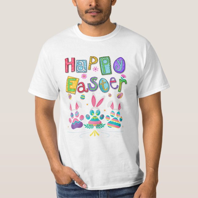 Paw Eggs Happy Ostertag Hund T-Shirt (Vorderseite)