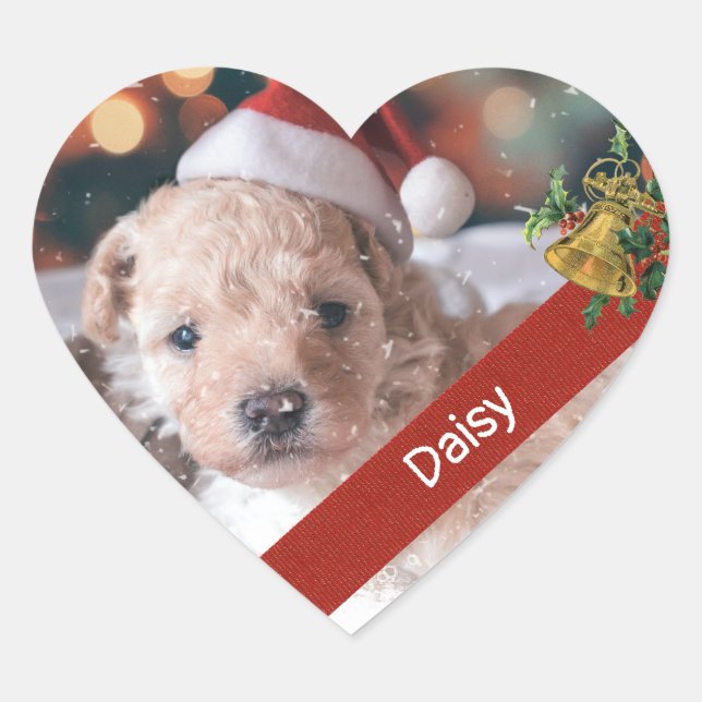 Paw-fect Christmas Puppy Jingle Bell Holly Sticker (Vorderseite)