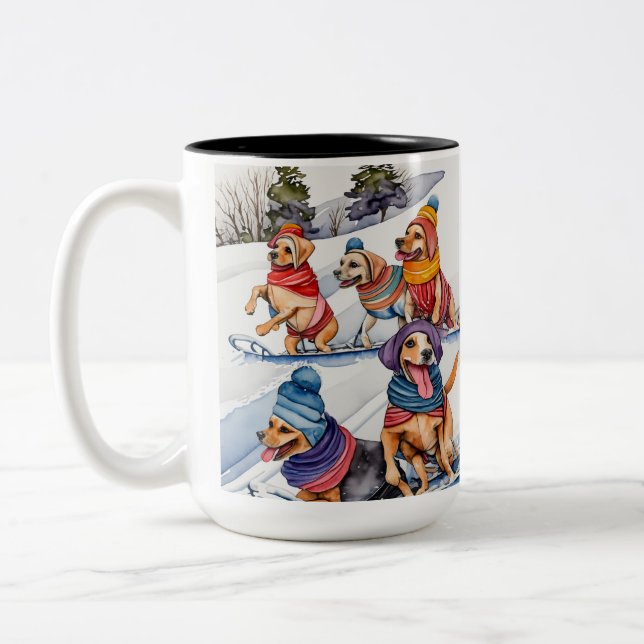 Paw fect Day to Go Rodeln Zweifarbige Tasse (Links)