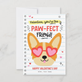 Paw-fect Dog Pun Kids Classroom Valentine Card Einladung