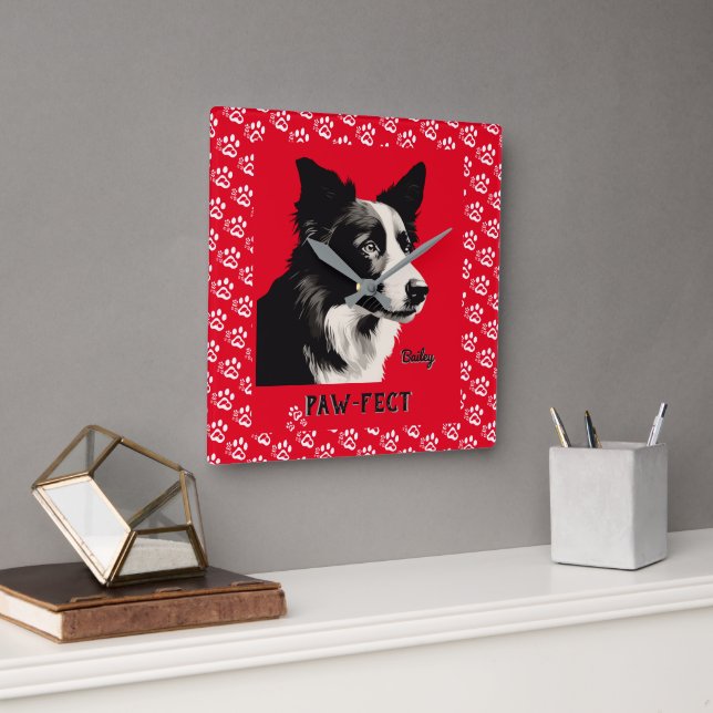 Paw-fect Quadratische Wanduhr (Büro)