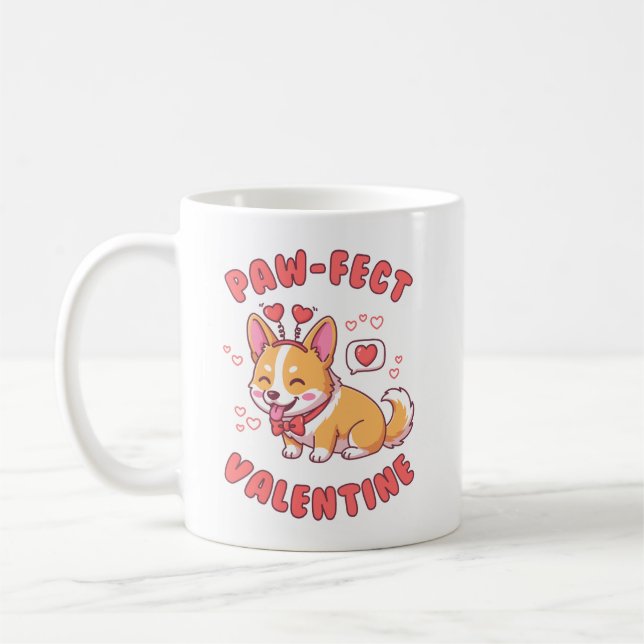 Paw-Fect Valentine - Corgi Dog Valentine Gift Kaffeetasse (Links)