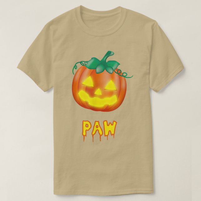 Paw Funny Halloween Family JackOLantern Pumpkin T-Shirt (Design vorne)