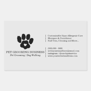Paw Heart Pet Dog Business Rechteckiger Aufkleber
