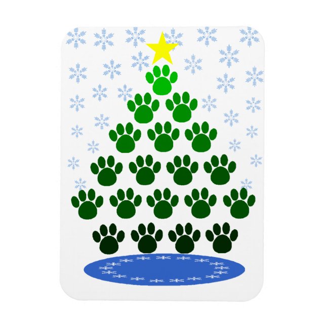 Paw Here Premium Magnet "Paw Prints Christmas Tree (Vertikal)