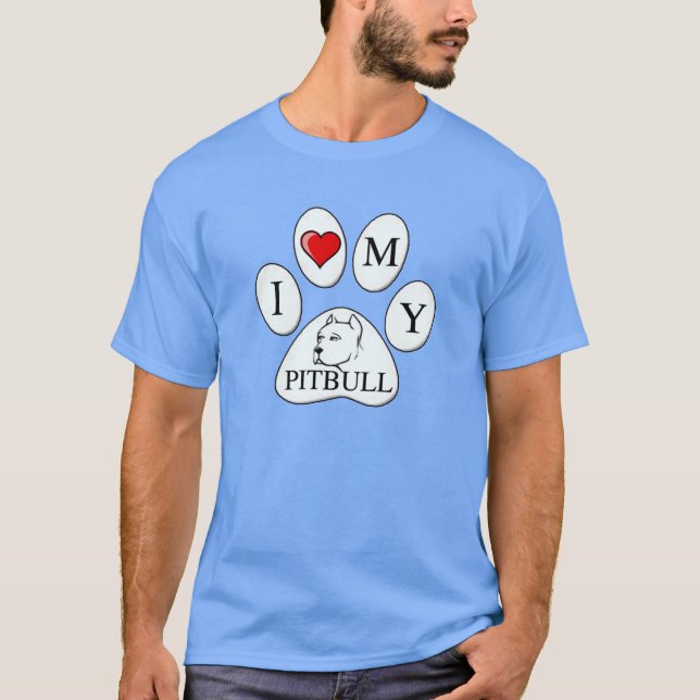 PAW - Herzlich mein Pit Bull - Liebe Hunde T-Shirt (Vorderseite)