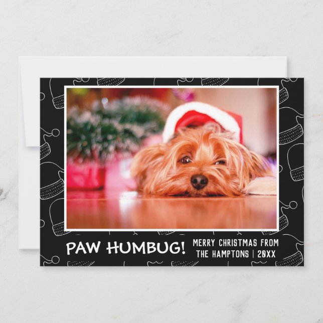 Paw Humbug Pet Foto Black Feiertagskarte (Vorderseite)